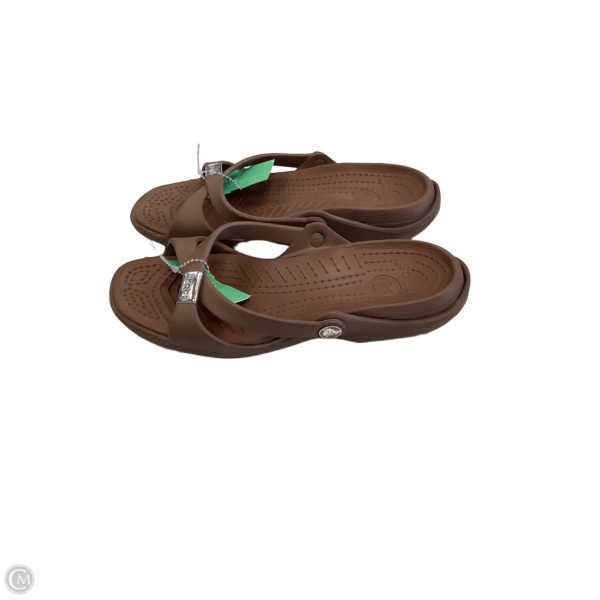 Sandals Flats By Crocs In Brown, Size: 7 Online