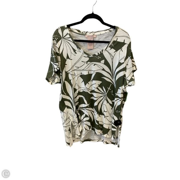 Top Short Sleeve By Philosophy In Green & White, Size: Xl Sale