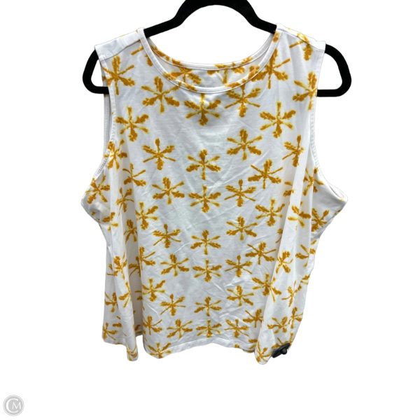 Top Sleeveless By Denim And Company In White & Yellow, Size: 2x Sale