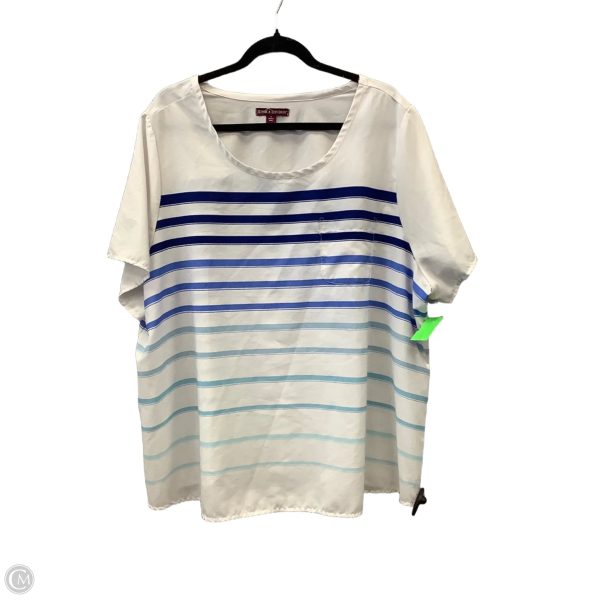 Top Short Sleeve By Jessica London In Striped Pattern, Size: Xxl Online now