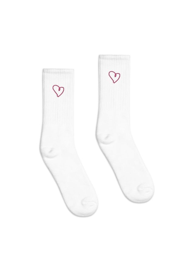 Emily Zugay: Heart White Socks on Sale - Image 2